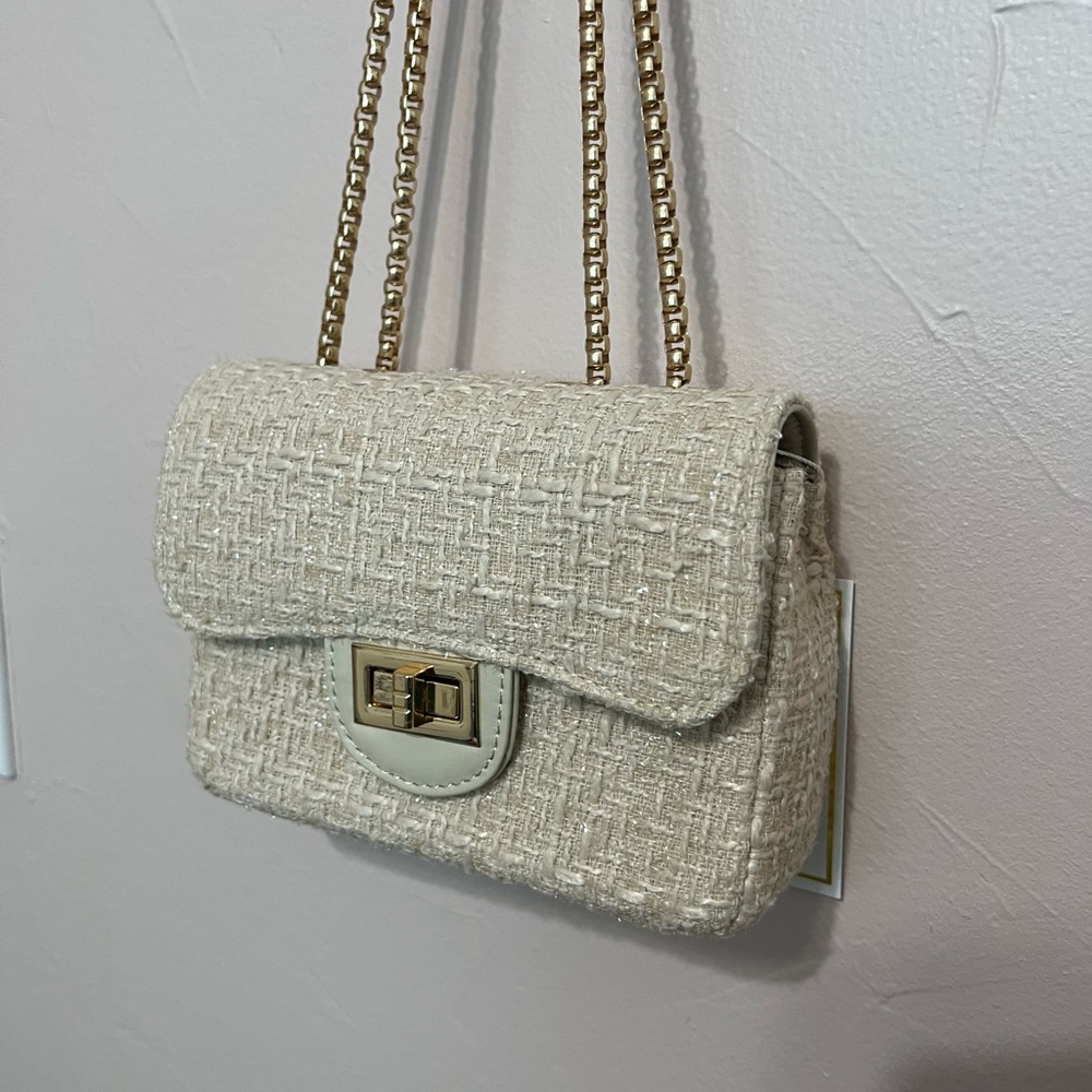 Cream tweed bag purse & crossbody